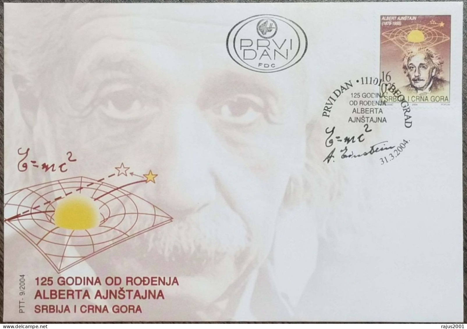 Albert Einstein, Einstein's Theory Of Relativity, Mathematics Formula, Physics, Science, Nobel Prize Judaica Serbia FDC - Albert Einstein