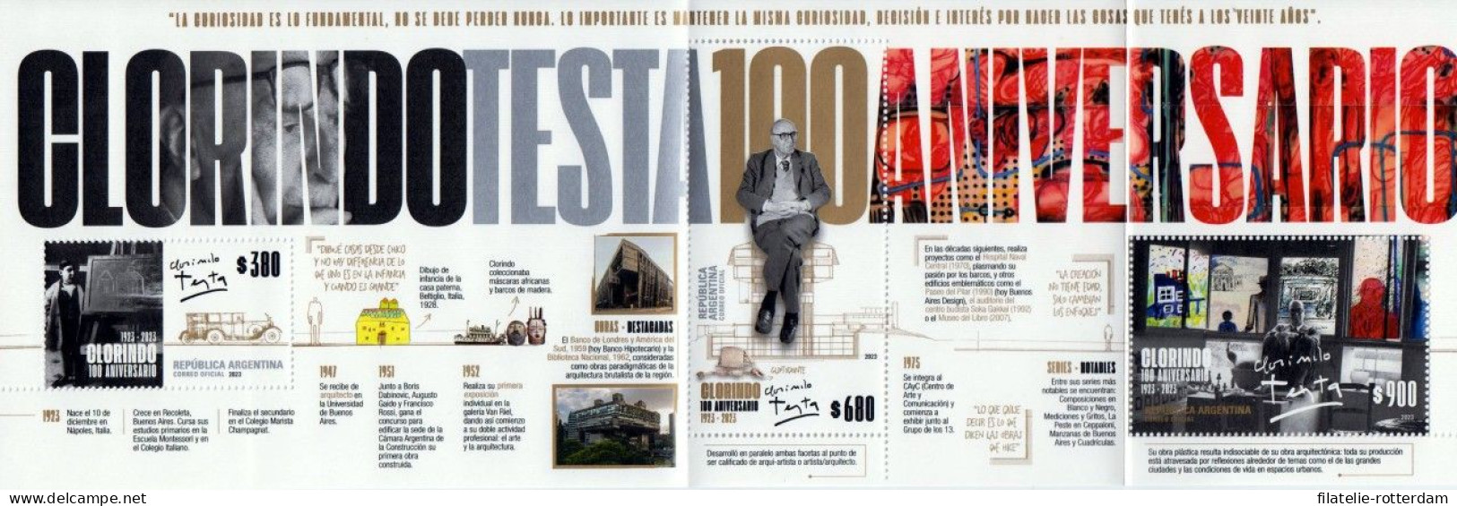 Argentina / Argentinië - Postfris / MNH - Sheet Architecture, Clorinda Testa 2023 - Unused Stamps