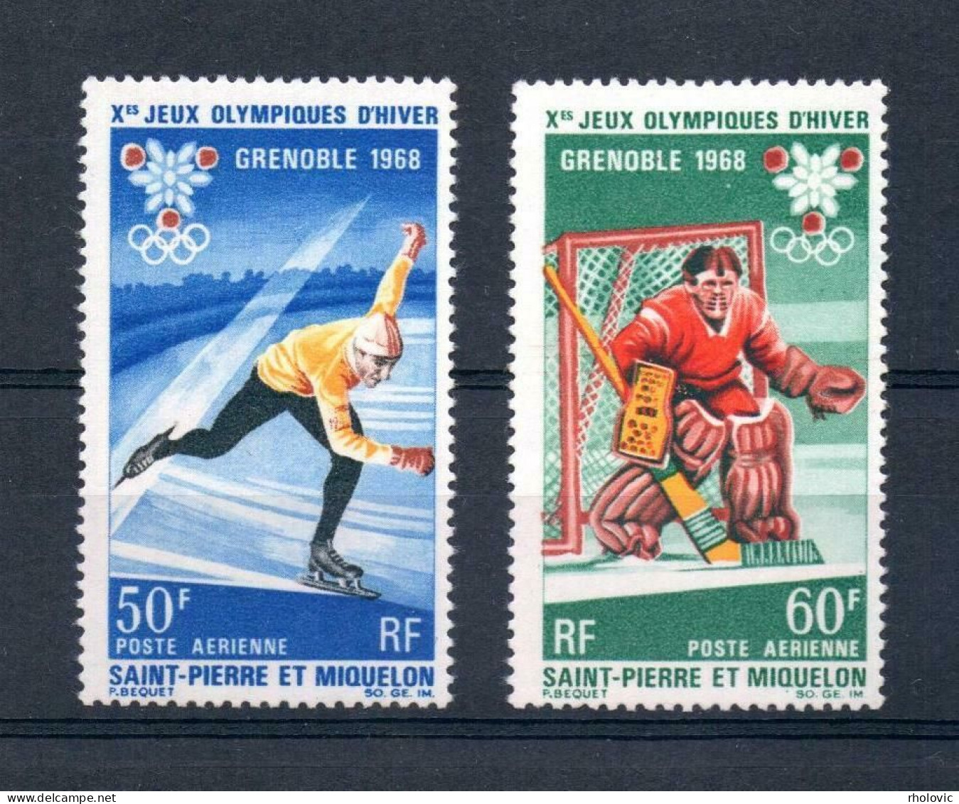 SAINT PIERRE ET MIQUELON 1968, Olympic Winter Games - Grenoble, Sports, Mi #423-4, MNH**, CV: €25 - Hiver 1968: Grenoble