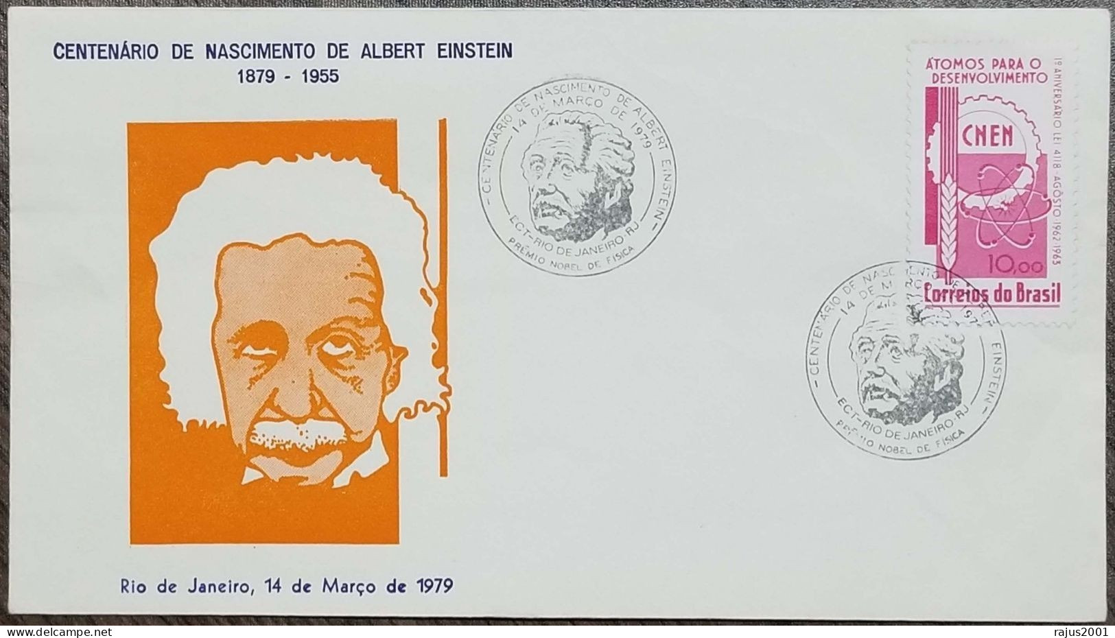 Einstein, Einstein's Theory Of Relativity, Mathematics Formula, Physics, Nobel Prize Pictorial Postmark, Brazil FDC - Albert Einstein