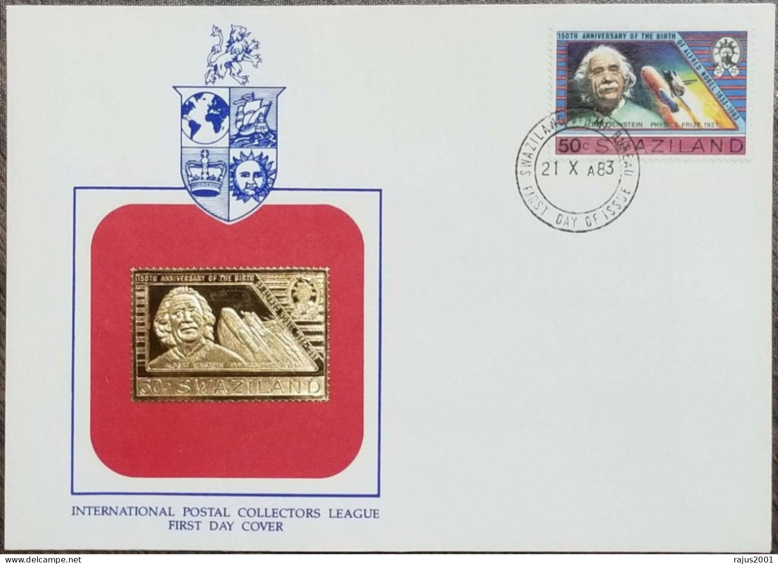 Albert Einstein, Einstein's Theory Of Relativity, Mathematics Formula, Physics, Nobel Prize GOLDEN, GOLD STAMP On FDC - Albert Einstein