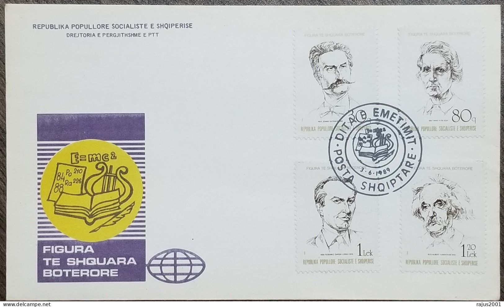 Einstein, Einstein's Theory Of Relativity, Mathematics Formula, Physics Science, Nobel Prize, MARIE CURIE, Albania FDC - Albert Einstein