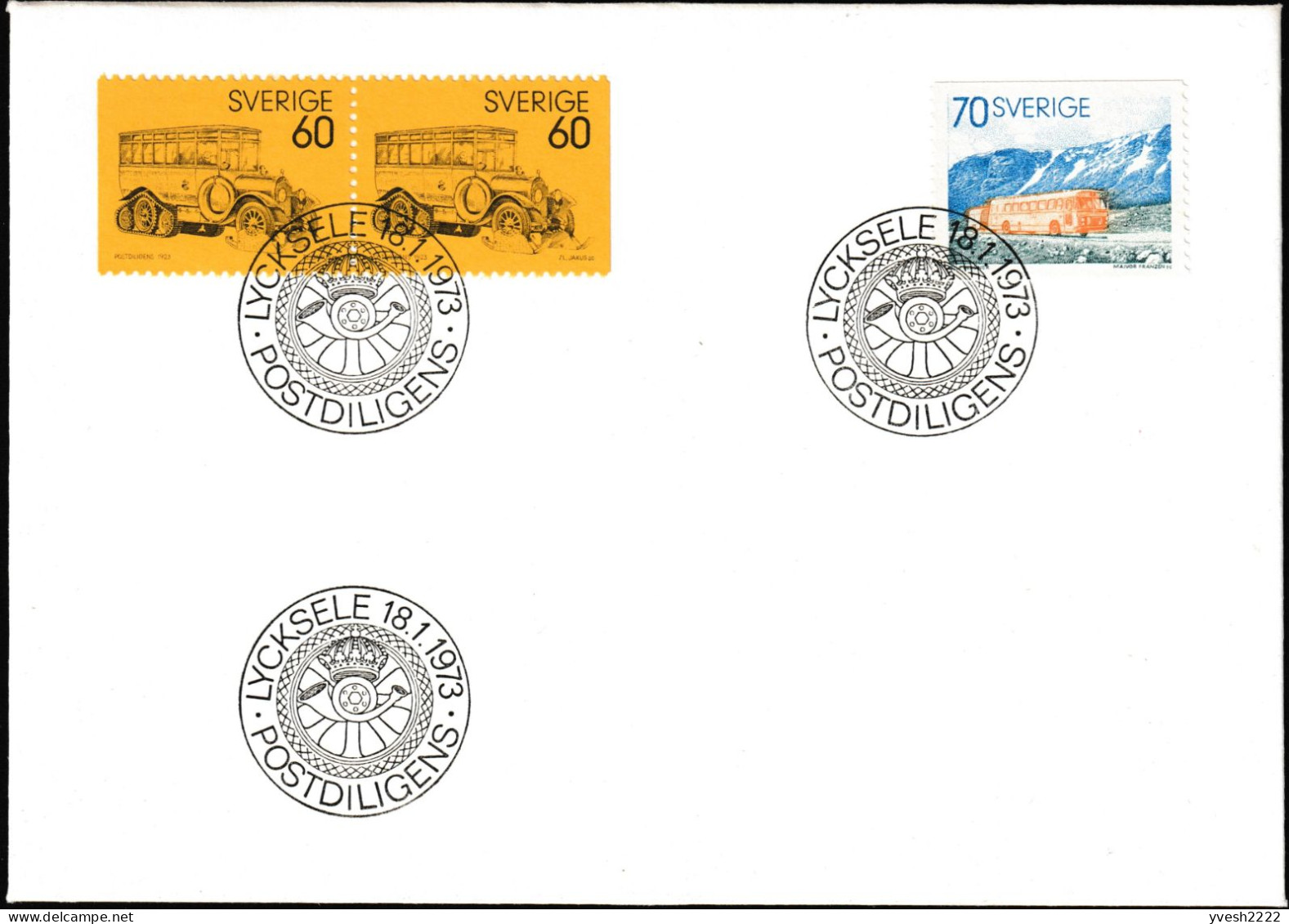 Suède 1973. Oblitération Diligence Postale. Camions Postaux - Trucks