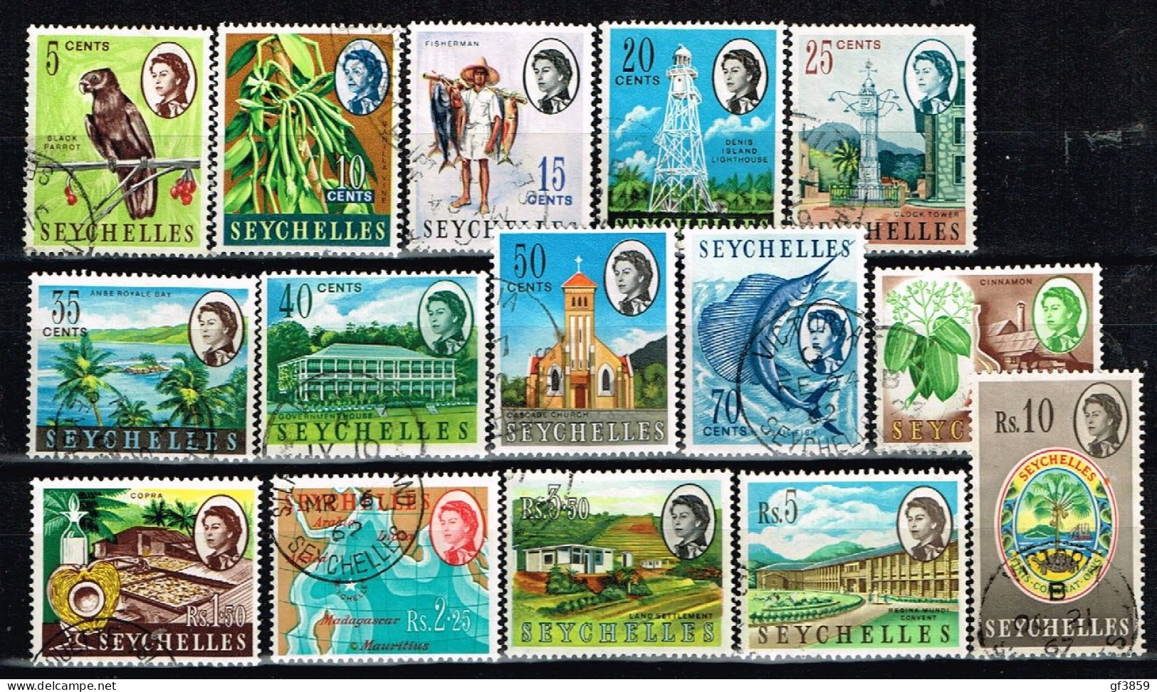 SEYCHELLES / Oblitérés / Used / 1962/68 - Série Courante / Elizabeth II Et Sujets Divers (série Complète) - Seychelles (...-1976)