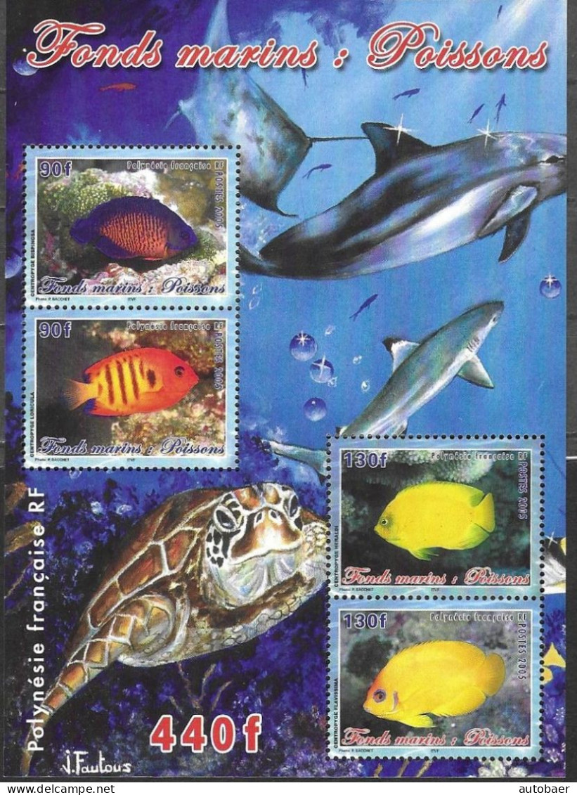 Polynesie Francaise 2005 Fonds Marins Poissons Yv. BF 31 Mi. No.Bl. 31 (944-47) ** MNH Postfrisch Neuf - Blokken & Velletjes