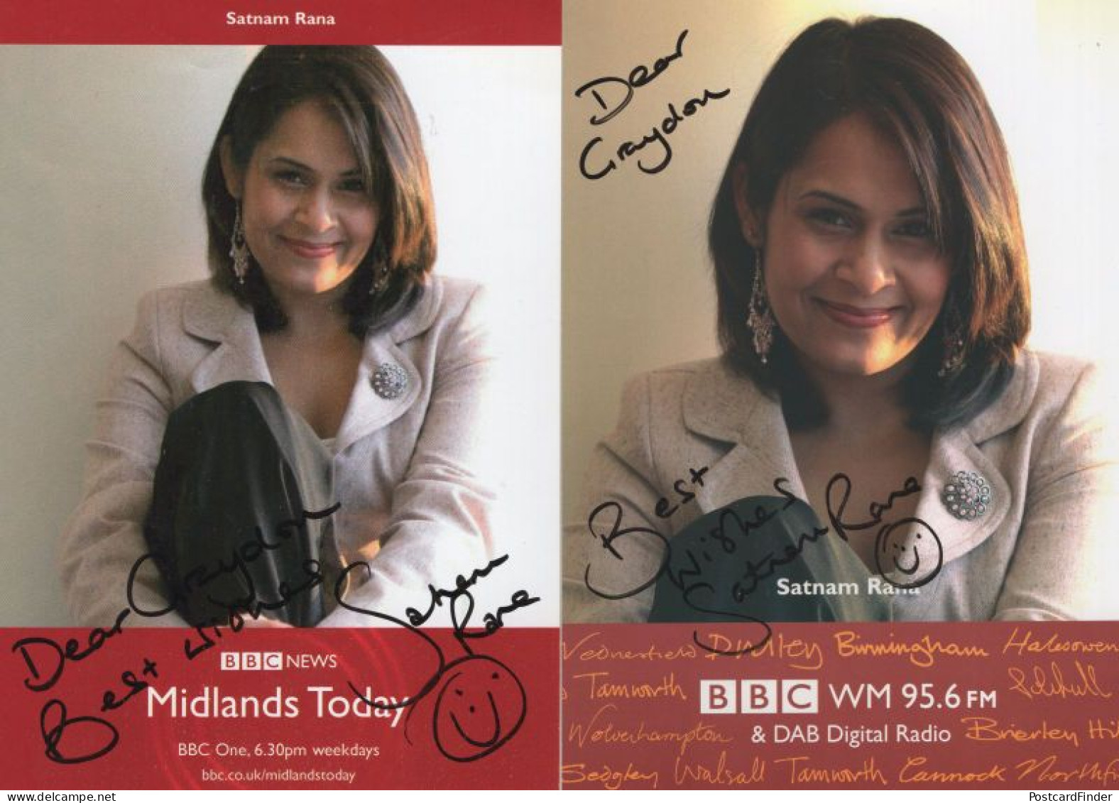 Satnam Rana Midlands Today BBC News 2x Hand Signed Photo S - Politiques & Militaires