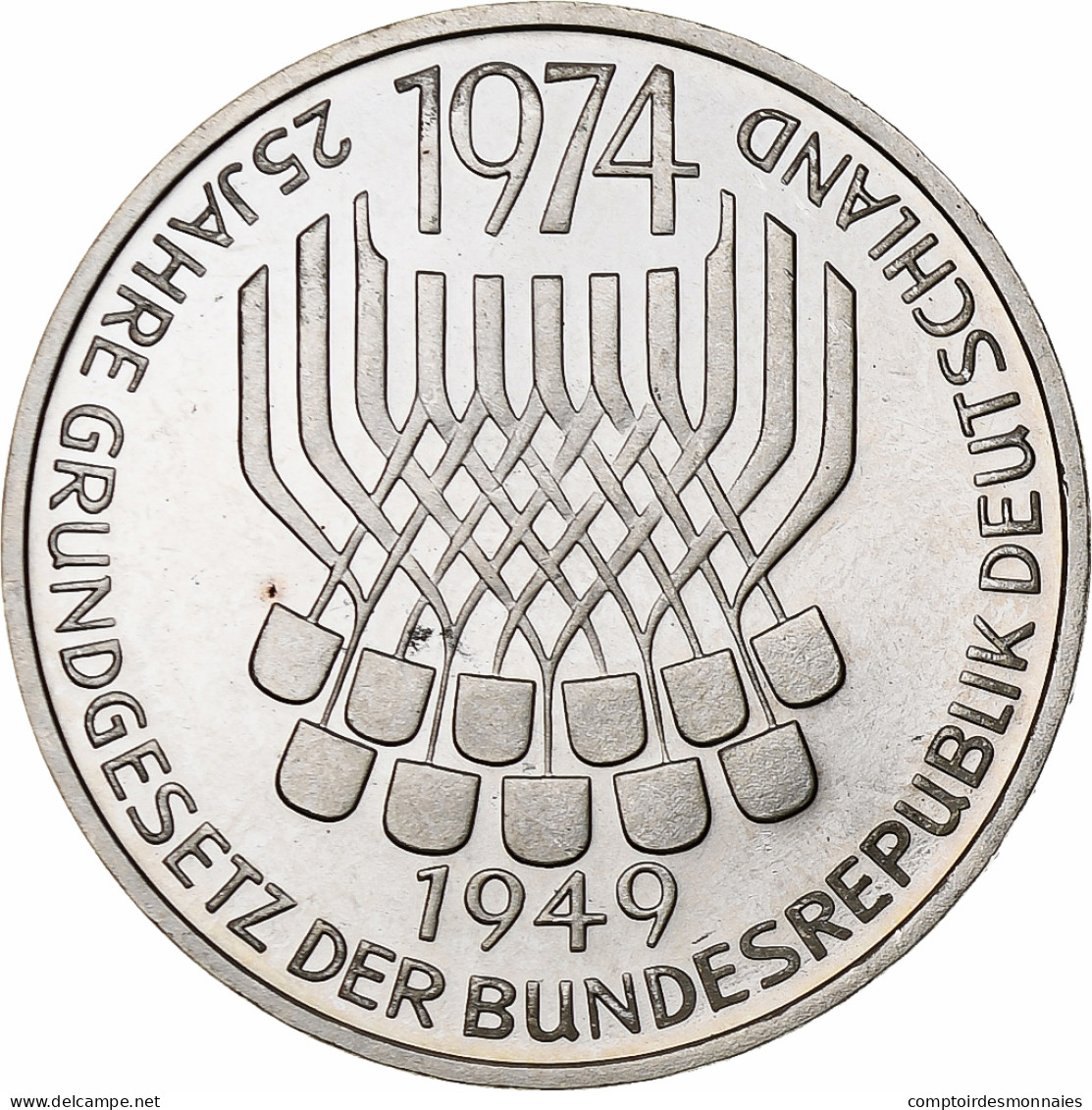 République Fédérale Allemande, 5 Mark, 1974, Stuttgart, Argent, SPL, KM:138 - 5 Marcos