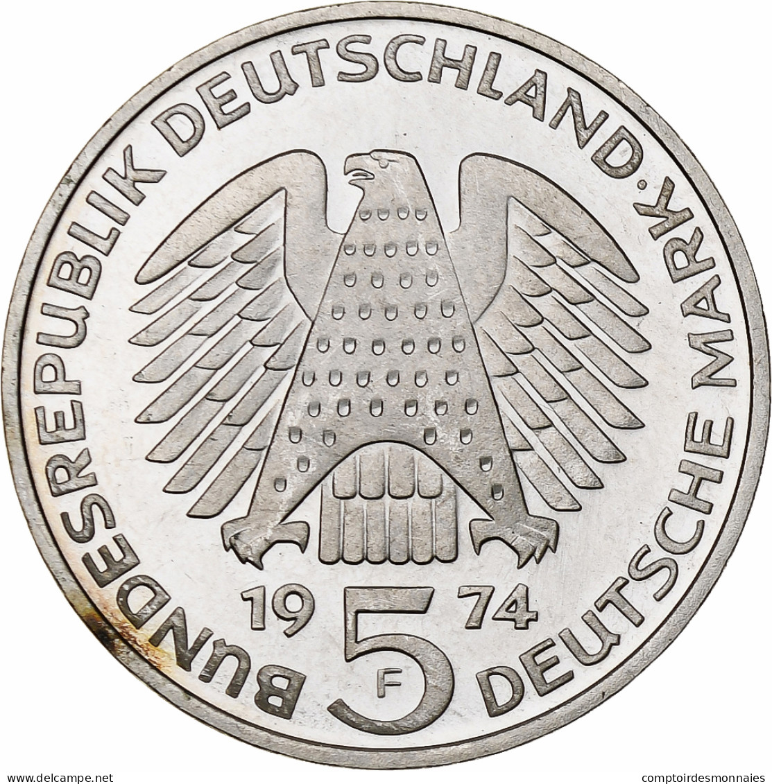 République Fédérale Allemande, 5 Mark, 1974, Stuttgart, Argent, SPL, KM:138 - 5 Marchi