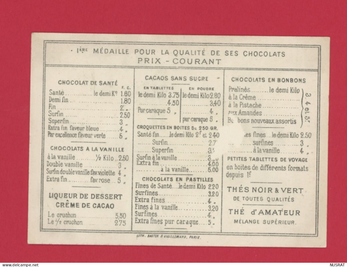 Chocolat IBLED, Jolie Chromo Lith. Baster & Viellemard BV11-10, Enfants Pieds Nus, Perroquet, La Leçon - Ibled