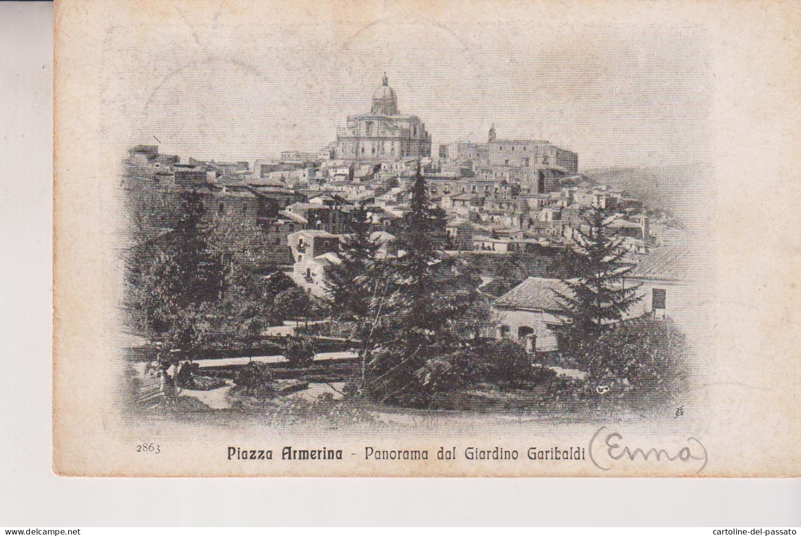 PIAZZA ARMERINA  ENNA  PANORAMA DAL GIARDINO GARIBALDI  VG  1924 - Enna