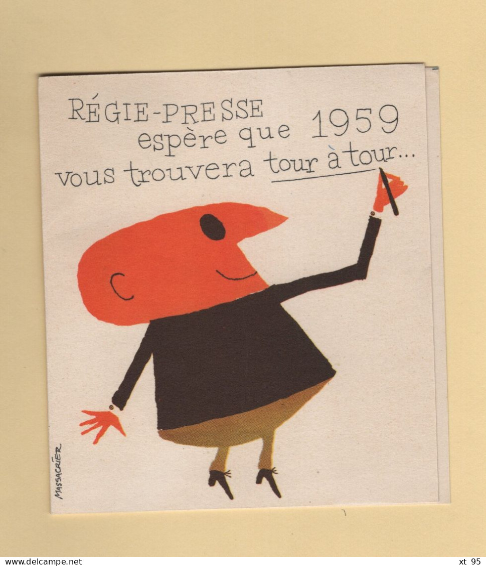 Voeux Regie Presse Champs Elysees 1959 - 12+1 Petits Cartons Avec Mois De L Annee - Illustrateur Massacrier - Andere & Zonder Classificatie