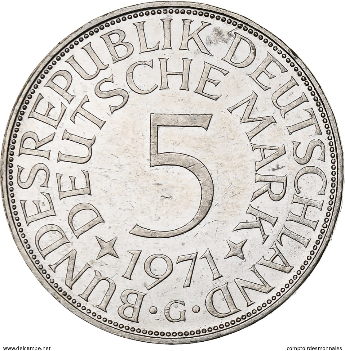 République Fédérale Allemande, 5 Mark, 1971, Karlsruhe, TTB+, Argent, KM:1... - 5 Mark