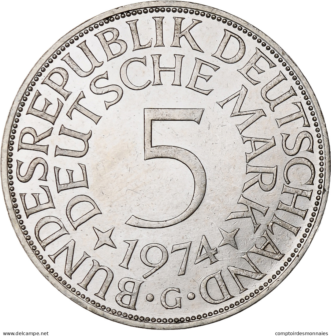 République Fédérale Allemande, 5 Mark, 1974, Karlsruhe, Argent, SUP, KM:112.1 - 5 Marchi