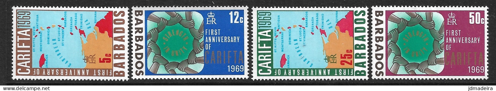 Barbados – 1969 The 1st Anniversary Of CARIFTA Mint Set - Barbados (...-1966)