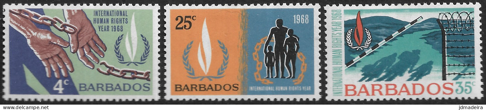Barbados – 1968 Human Rights Year Mint Set - Barbados (...-1966)