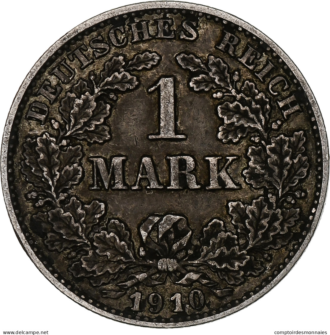 Empire Allemand, Wilhelm II, Mark, 1910, Karlsruhe, Argent, TTB, KM:14 - 1 Mark