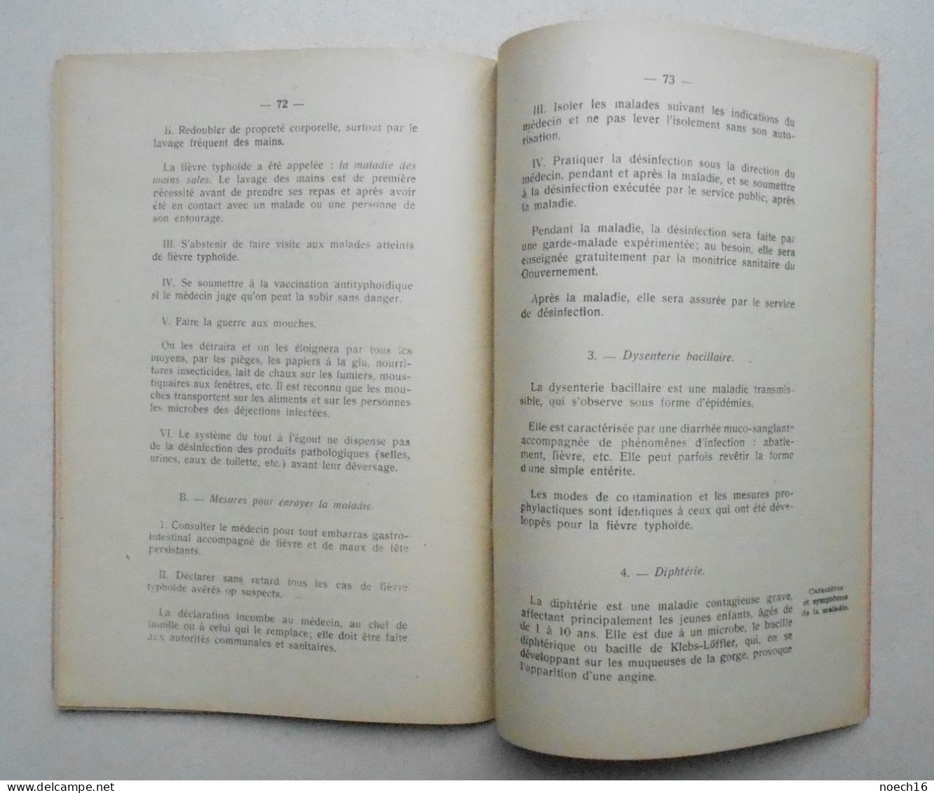 Livret 1943 Instruction aux Enseignants sur les Maladies Contagieuses. Ministère de l'Intérieur et de la Santé publique