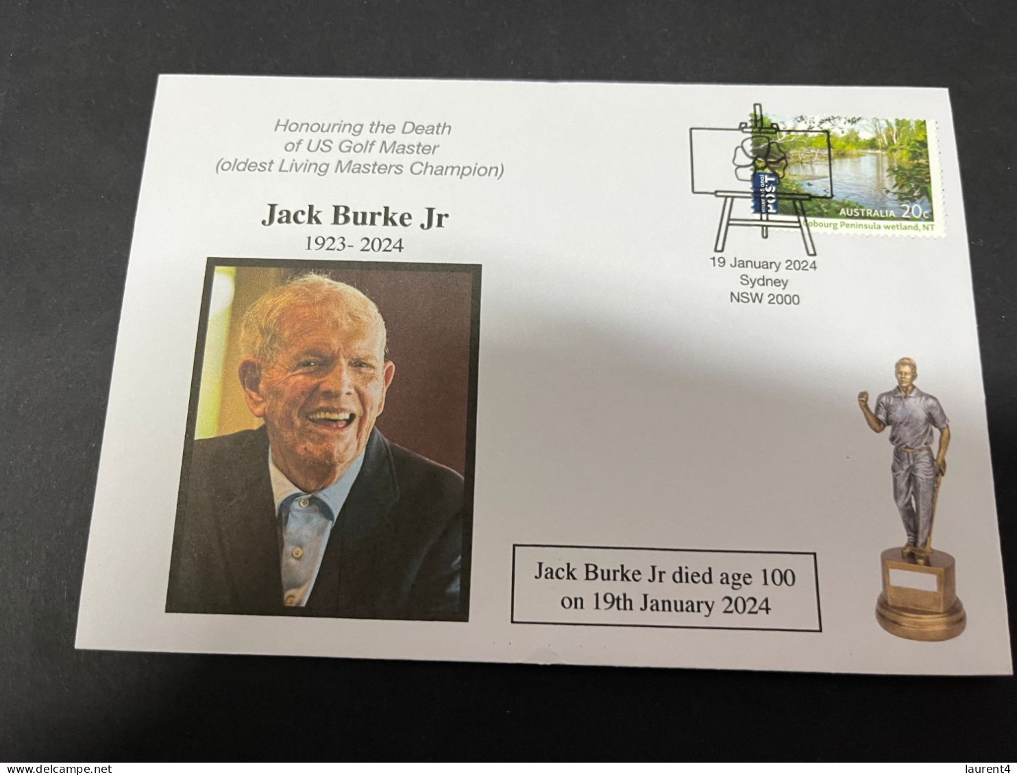 22-1-2024 (2 X 2) Death Of USA Golf Master - Jack Burke Jr Aged 100 (with OZ Stamp) - Golf