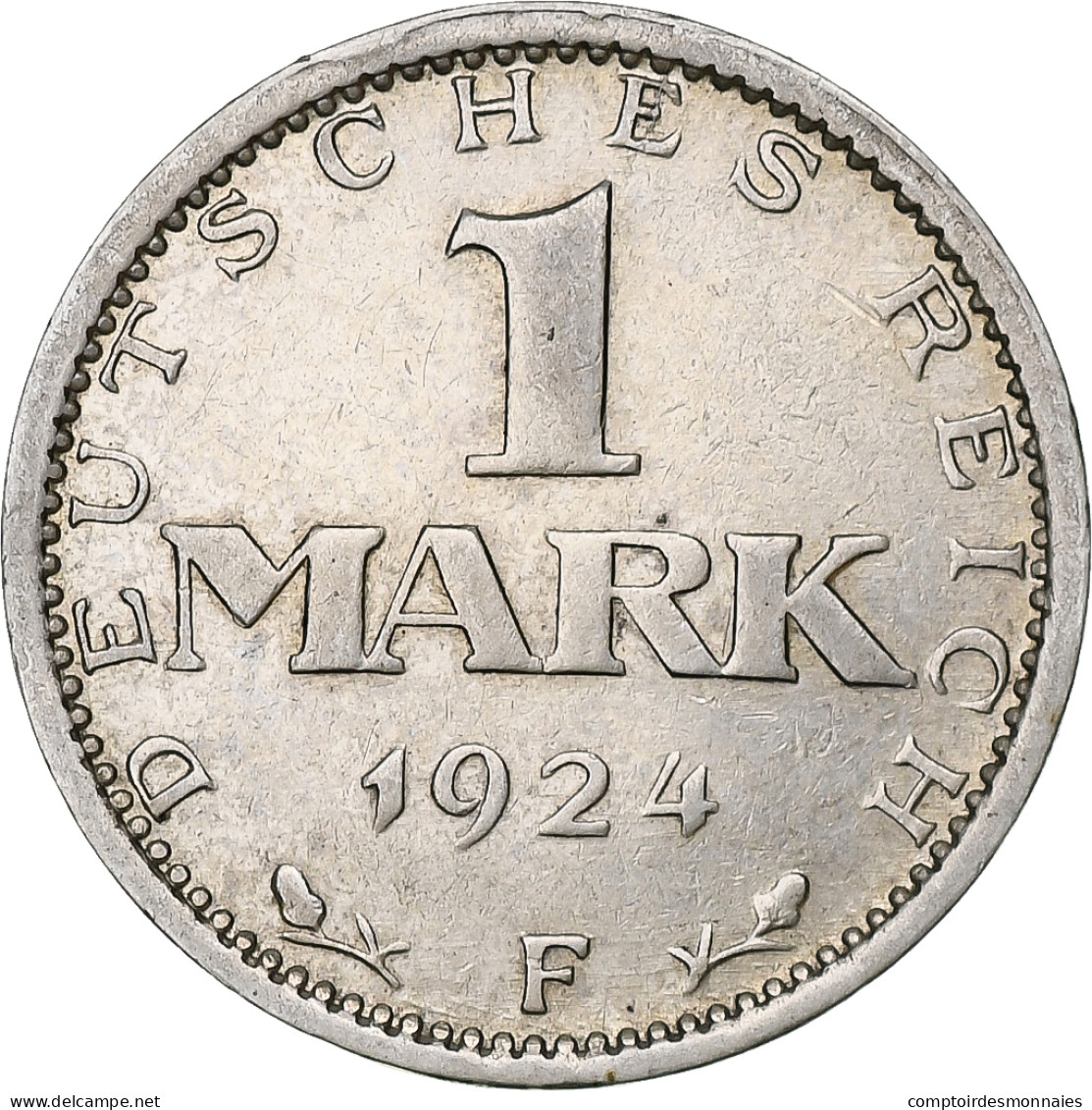 Monnaie, Allemagne, République De Weimar, Mark, 1924, Stuttgart, TTB, Argent - 1 Marco & 1 Reichsmark