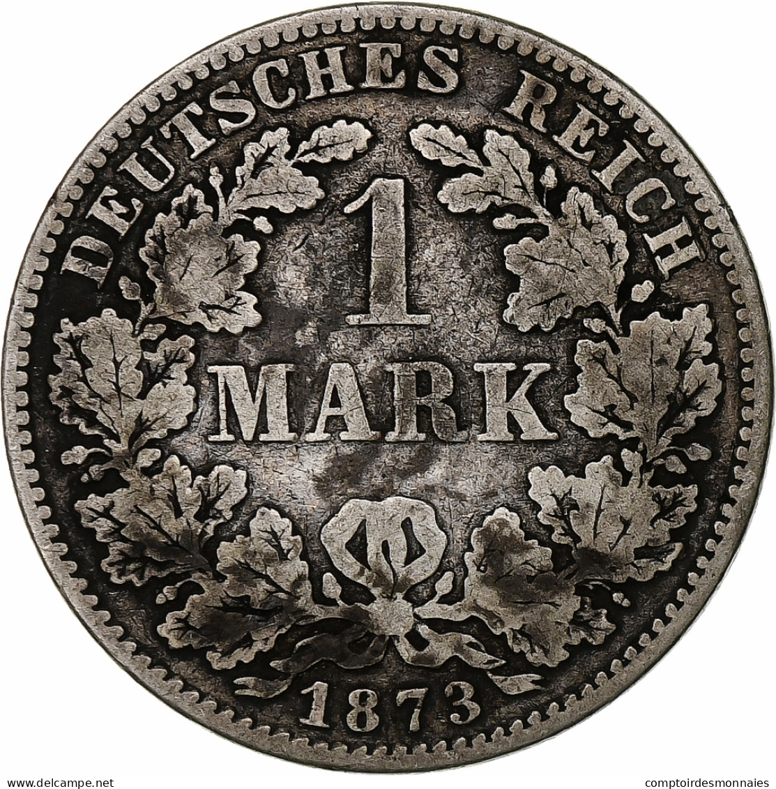 GERMANY - EMPIRE, Wilhelm I, Mark, 1873, Berlin, TB+, Argent, KM:7 - 1 Mark