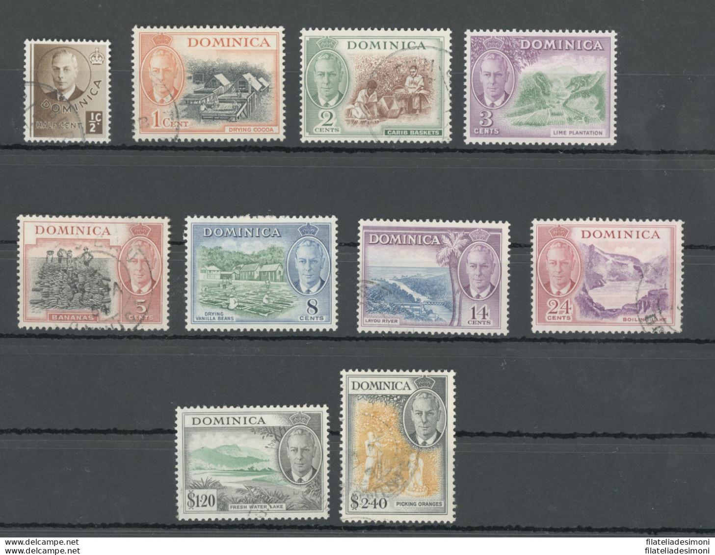 1951 DOMINICA - Stanley Gibbons N. 120/34 - Giorgio VI - Laghi Piantagioni Territori - Serie Non Completa - 10 Valori - - Sonstige & Ohne Zuordnung