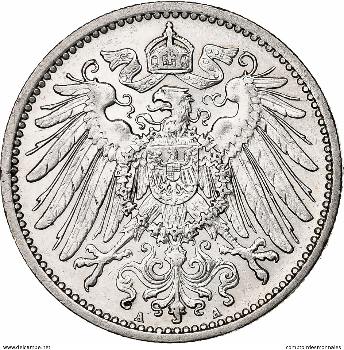 Empire Allemand, Wilhelm II, Mark, 1908, Berlin, Argent, SUP+, KM:14 - 1 Mark