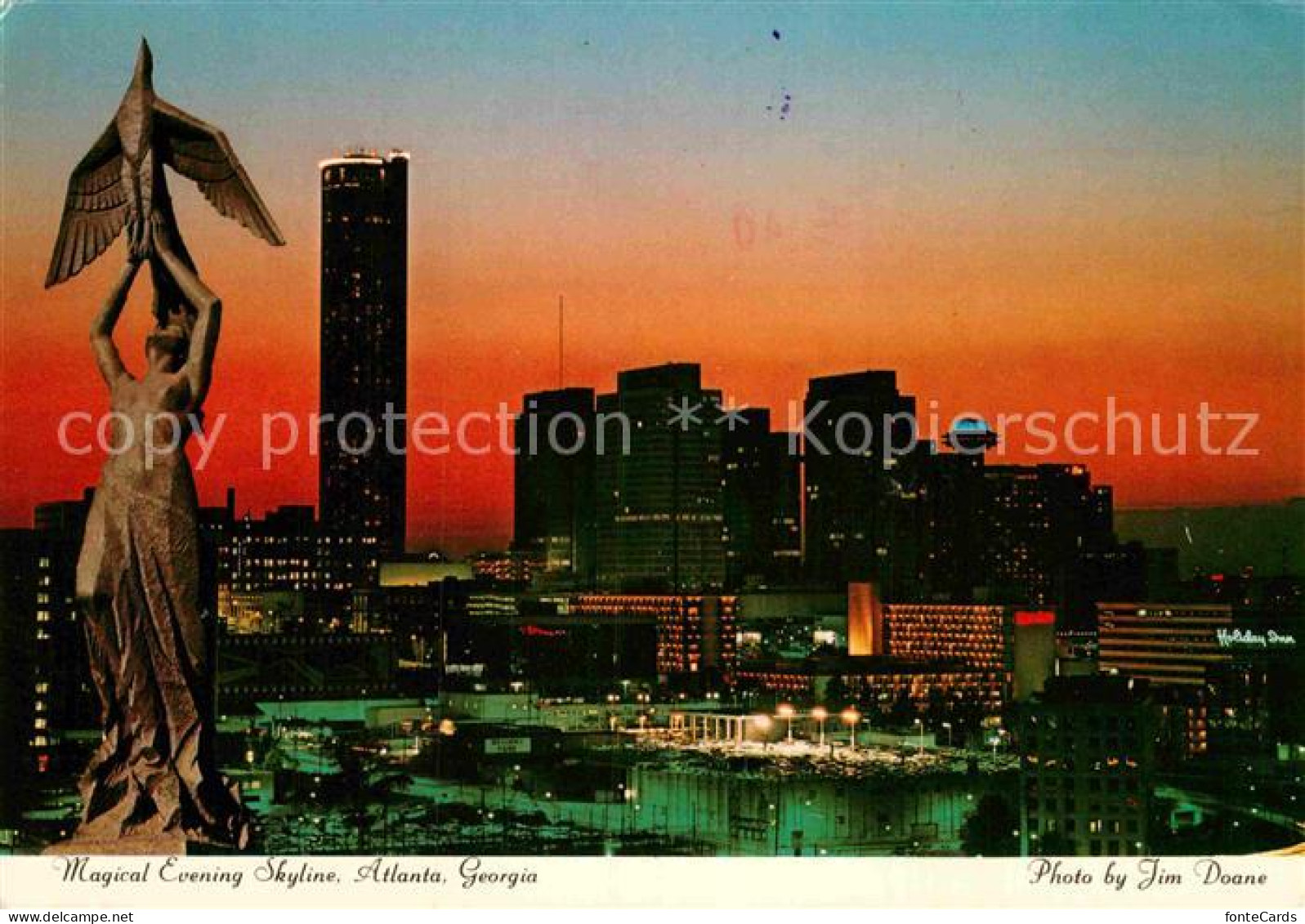 72884008 Atlanta_Georgia Magical Evening Skyline Phoenix Bronze Statue - Other & Unclassified