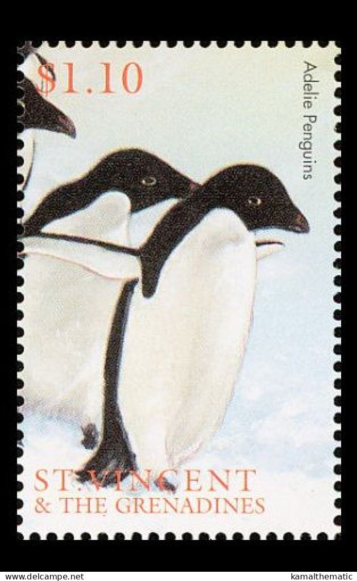 St Vincent & Gr. 1997 MNH, Sea Birds,  Adelie Penguin Pygoscelis Adeliae - Pingouins & Manchots