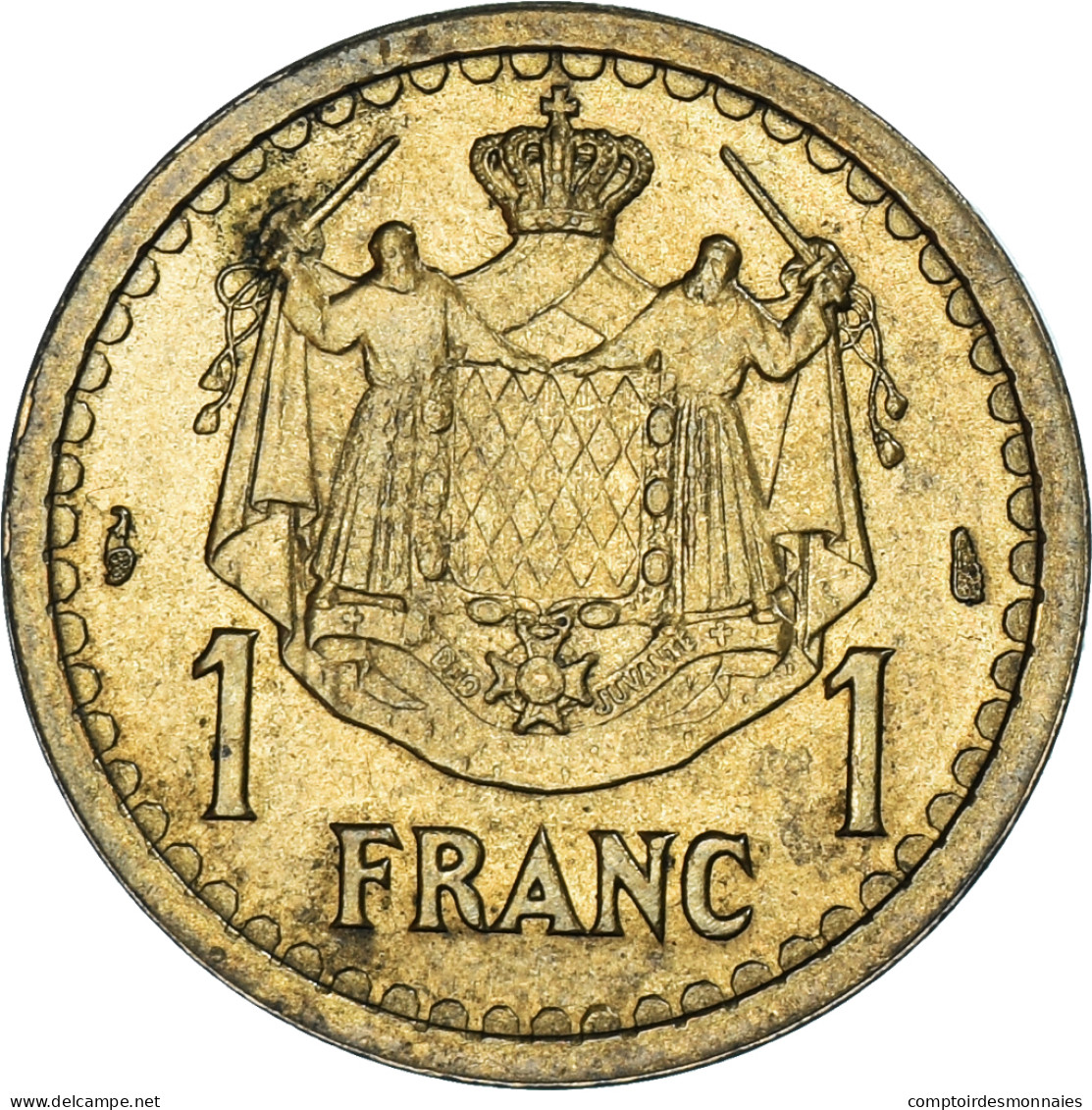 Monnaie, Monaco, Franc, Undated (1943), Poissy, TTB+, Cupro-Aluminium - 1922-1949 Louis II