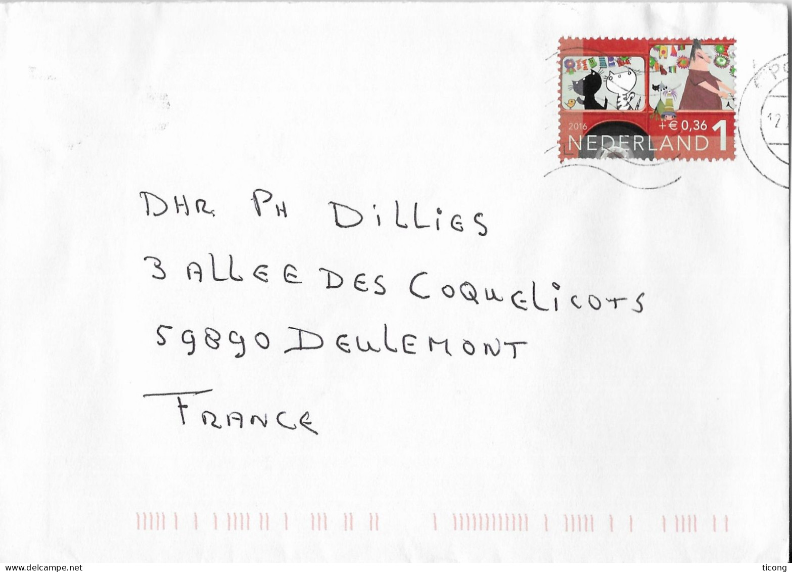 BD FIEP WESTENDORP ( CHATS ) SEUL SUR LETTRE DES PAYS BAS 2016  POUR LA FRANCE, VOIR LES SCANNERS - Storia Postale