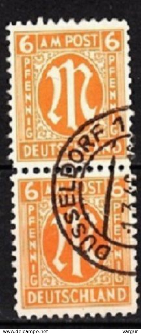 GERMANY / British-American Bizone 1945 M In Oval, American Printing. 6Pf Pair, Used - Usati