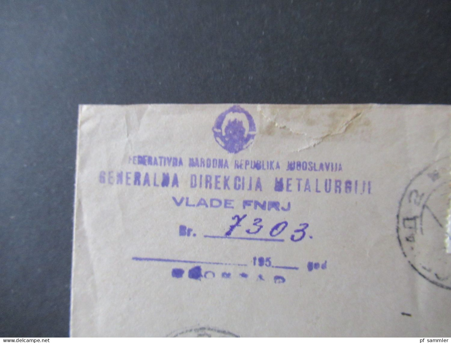Jugoslawien 1950 Luftpost Geograd NY USA Marken Mit Aufdruck FNR / Generalna Direkcija Metalurgiji Vlade FNRJ - Storia Postale