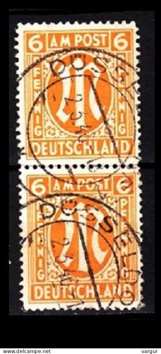 GERMANY / British-American Bizone 1945 M In Oval, British Printing, 6Pf PAIR, Used - Usati