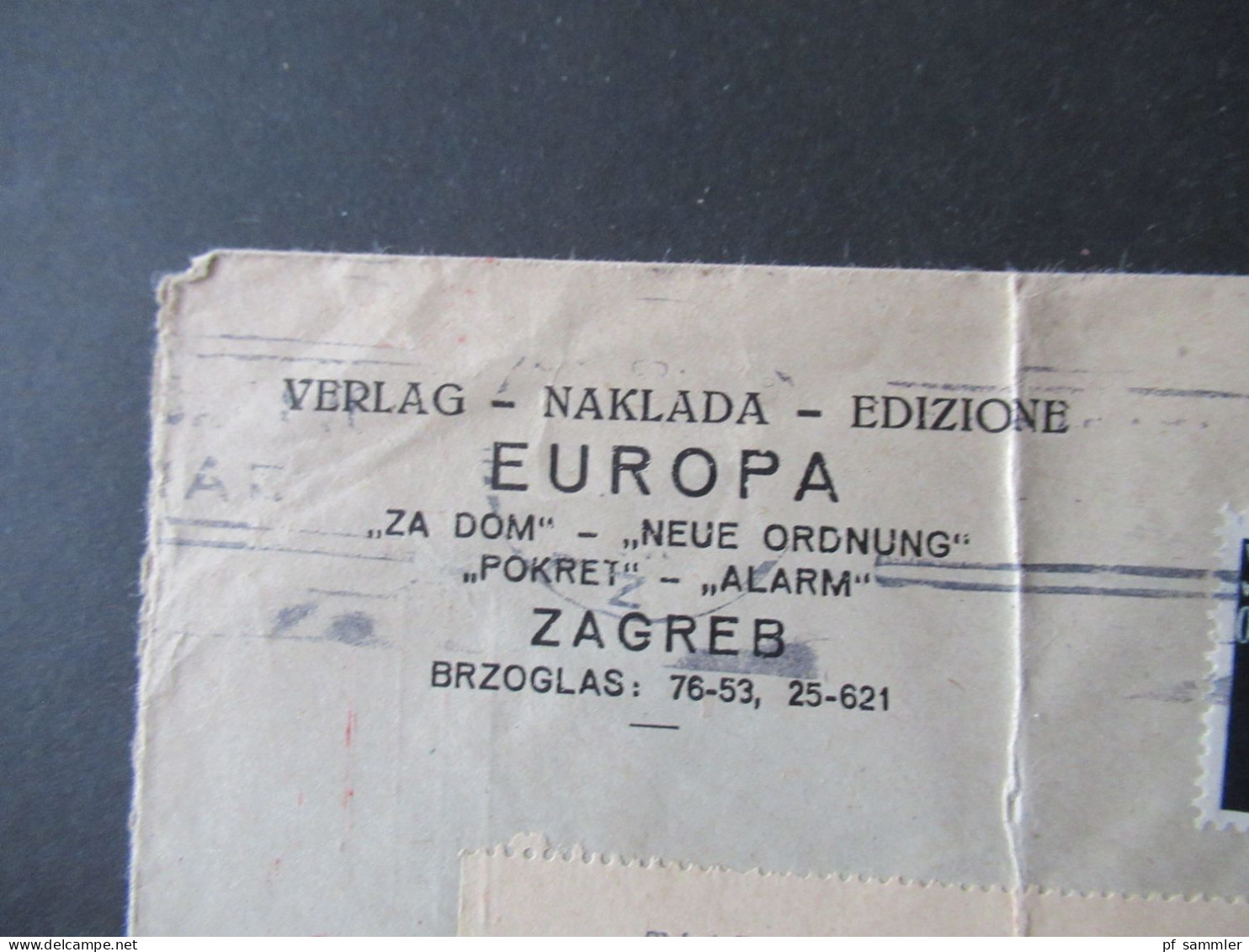 Kroatien 1941 OKW Zensurstempel Umschlag Verlag Naklada Edizione Europa Za Dom Neue Ordnung Pokret Alarm Zagreb - Kroatien