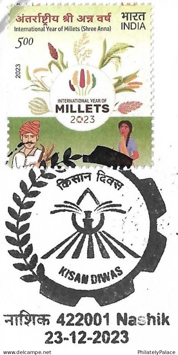 India 2023 Kisan Diwas,Farmer,Millets, Agriculture,Food,Crop,Registered Cover (**) Inde Indien - Lettres & Documents
