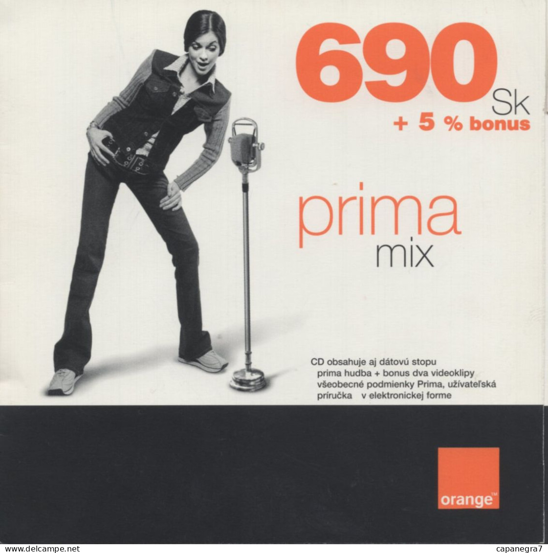 Prima Selection, Prima Mix 690 Sk, Polycarbonate Plastic CD, GSM Refill, Orange Slovakia, Validity 30.06.2004, Slovakia - Slovacchia