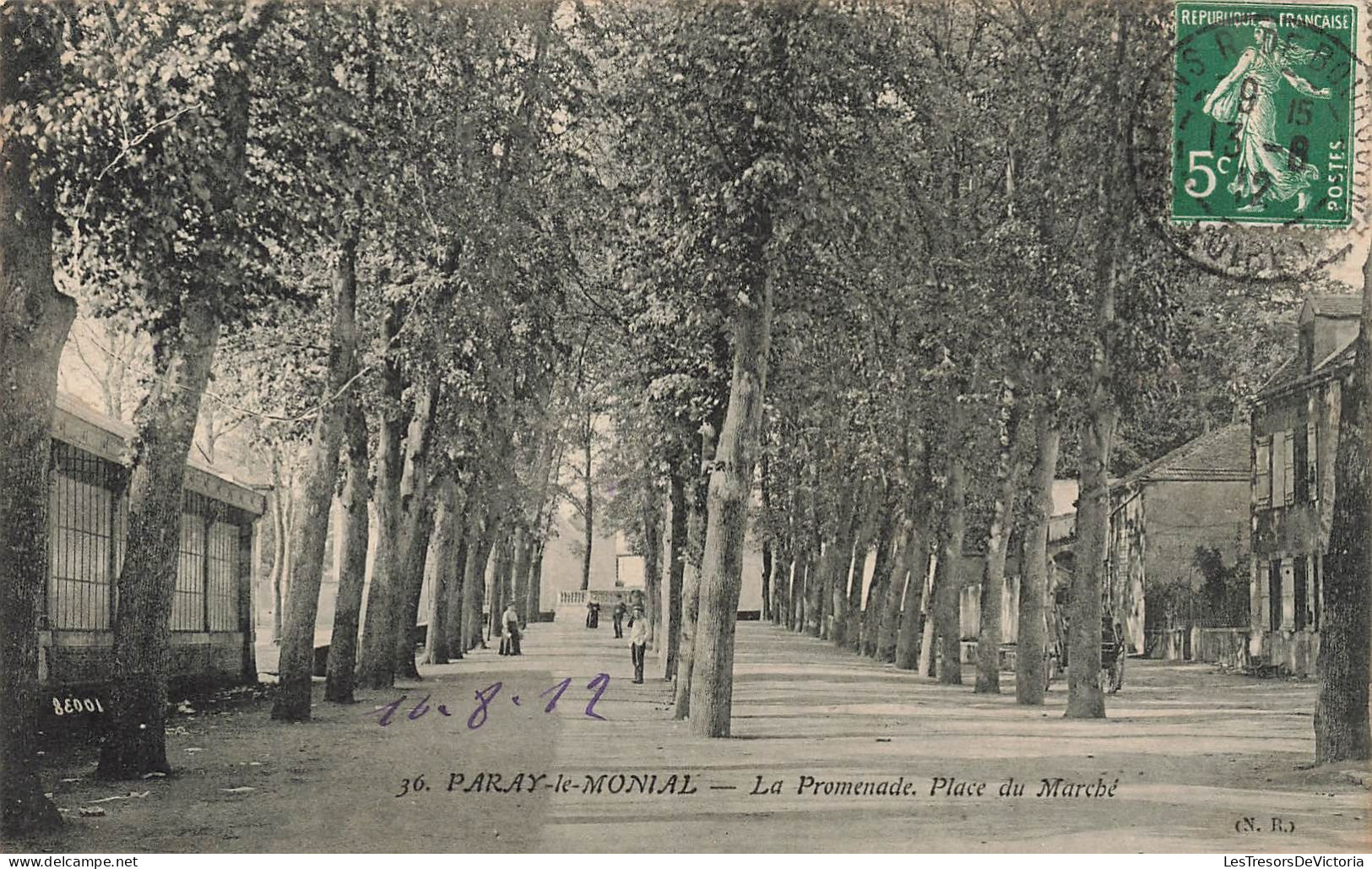 FRANCE - Parail Le Monial - La Promenade - Place Du Marché - Carte Postale Ancienne - Paray Le Monial