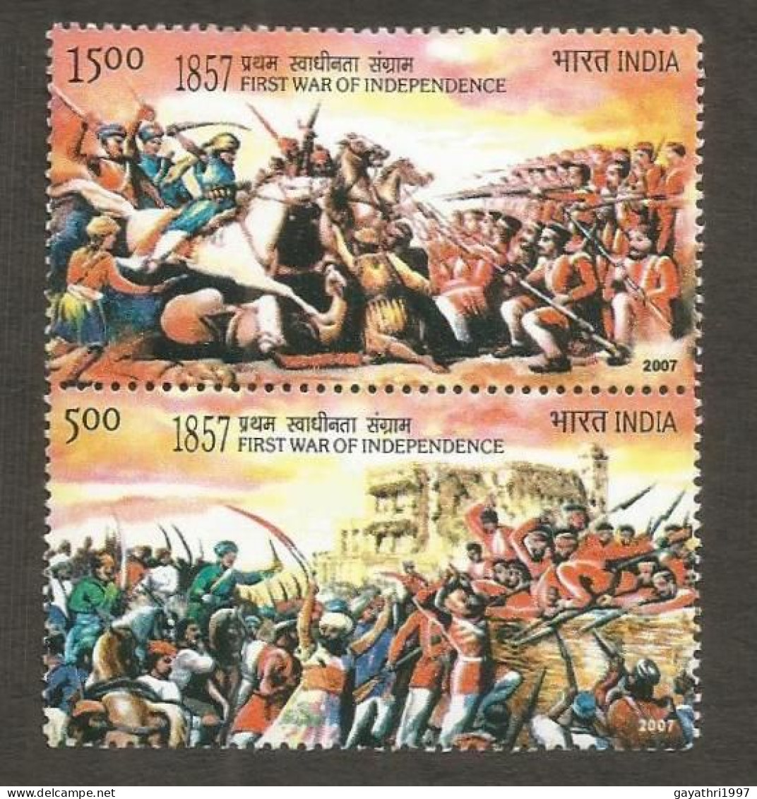 India 2007 War Of Independence Se-tenant Mint MNH Good Condition (PST - 105) - Unused Stamps