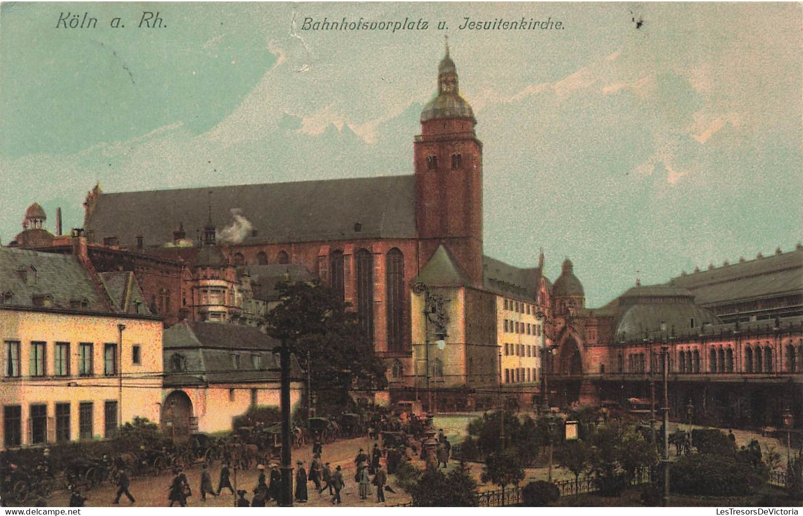ALLEMAGNE - Köln Am Rhein - Bahnhofsvorplatz Und Jesuitenkirche - Colorisé - Animé - Carte Postale Ancienne - Koeln