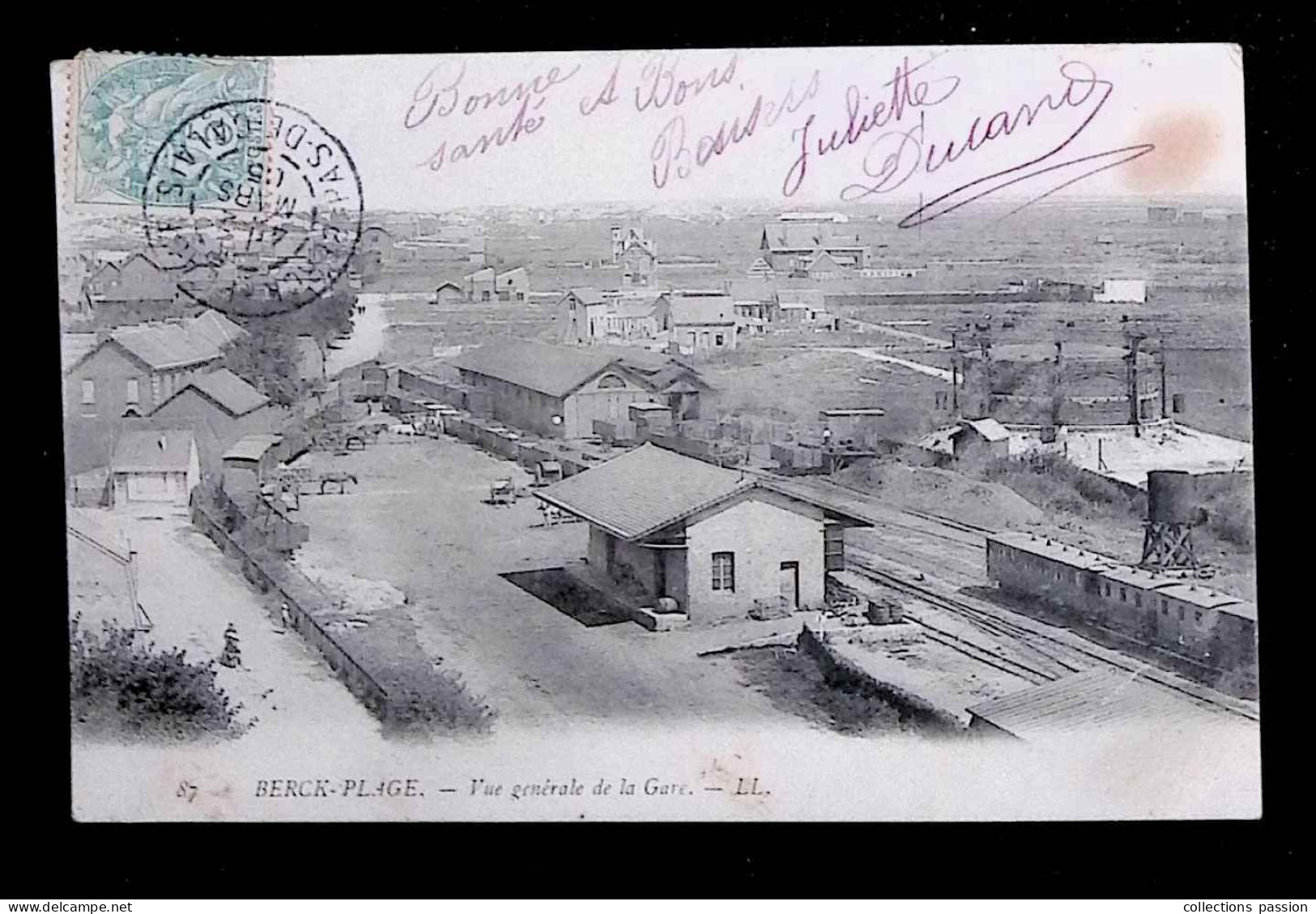 Cp, Chemin De Fer ,  Gare Avec Train, Vue Générale, 62, Berck-Plage, Voyagée 1905, Dos Simple - Estaciones Con Trenes