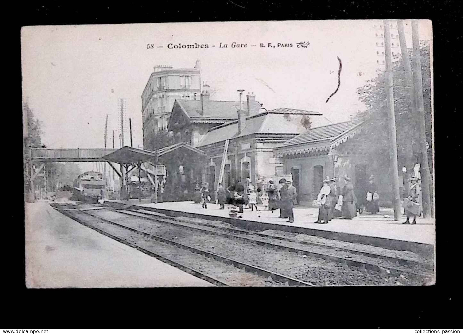 Cp, Chemin De Fer ,  Gare Avec Train, 92, Colombes, écrite 1919 - Bahnhöfe Mit Zügen