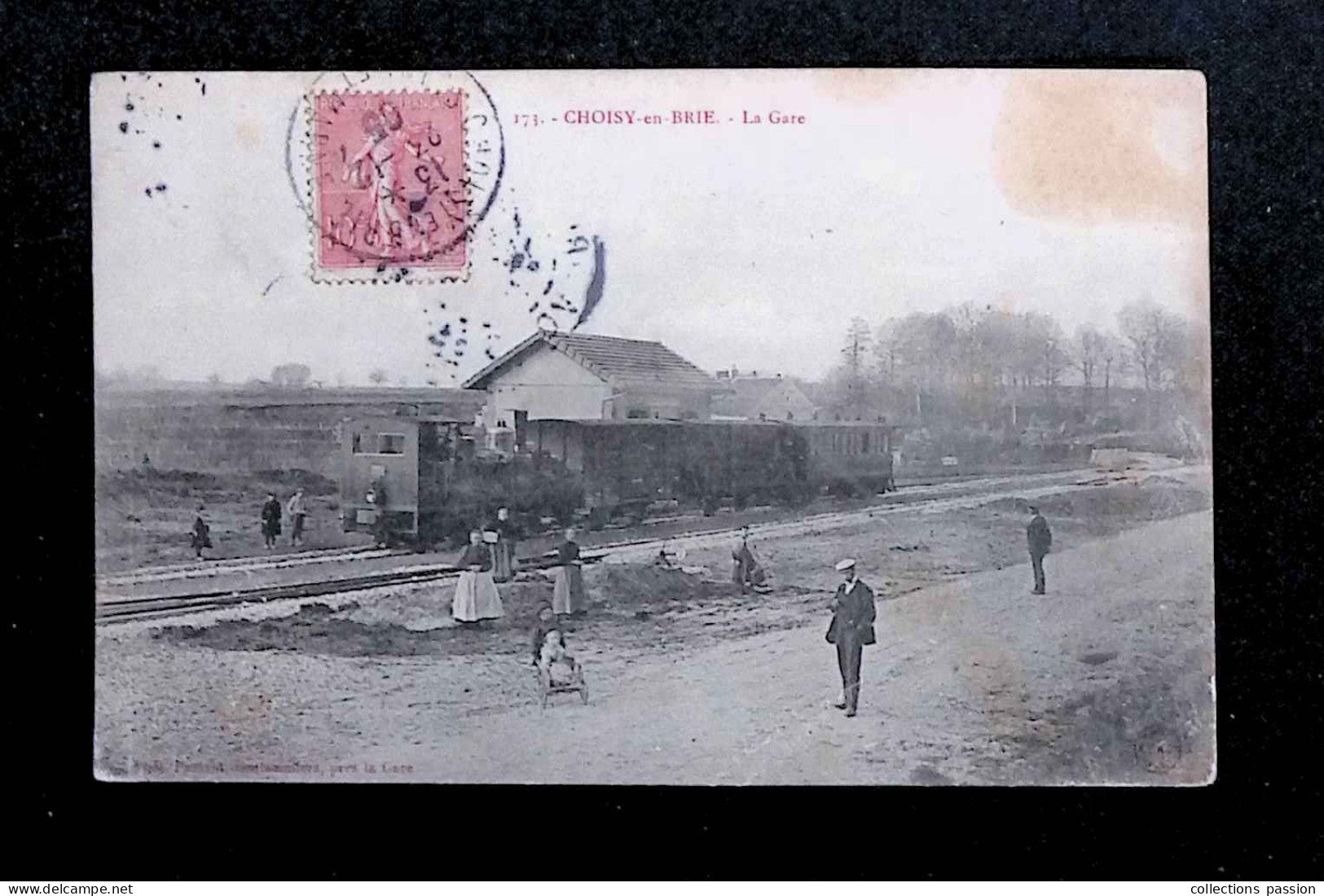 Cp, Chemin De Fer ,  Gare Avec Train, 77, Choisy En Brie, Voyagée 1905 - Gares - Avec Trains