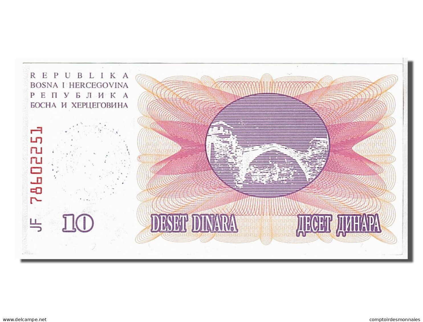 Billet, Bosnia - Herzegovina, 10 Dinara, 1992, KM:10a, NEUF - Bosnië En Herzegovina
