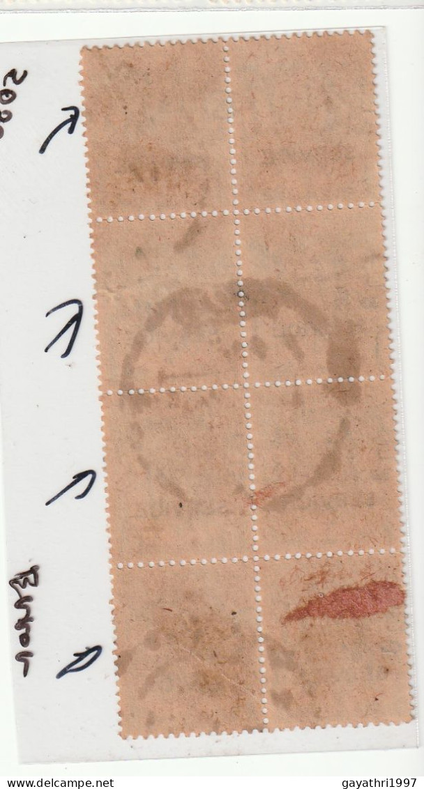 Burma SG 017 King George VI Th ERROR Over Print Shifted To Left Block Of 8 Stamps Used (sh44) - Myanmar (Birmanie 1948-...)