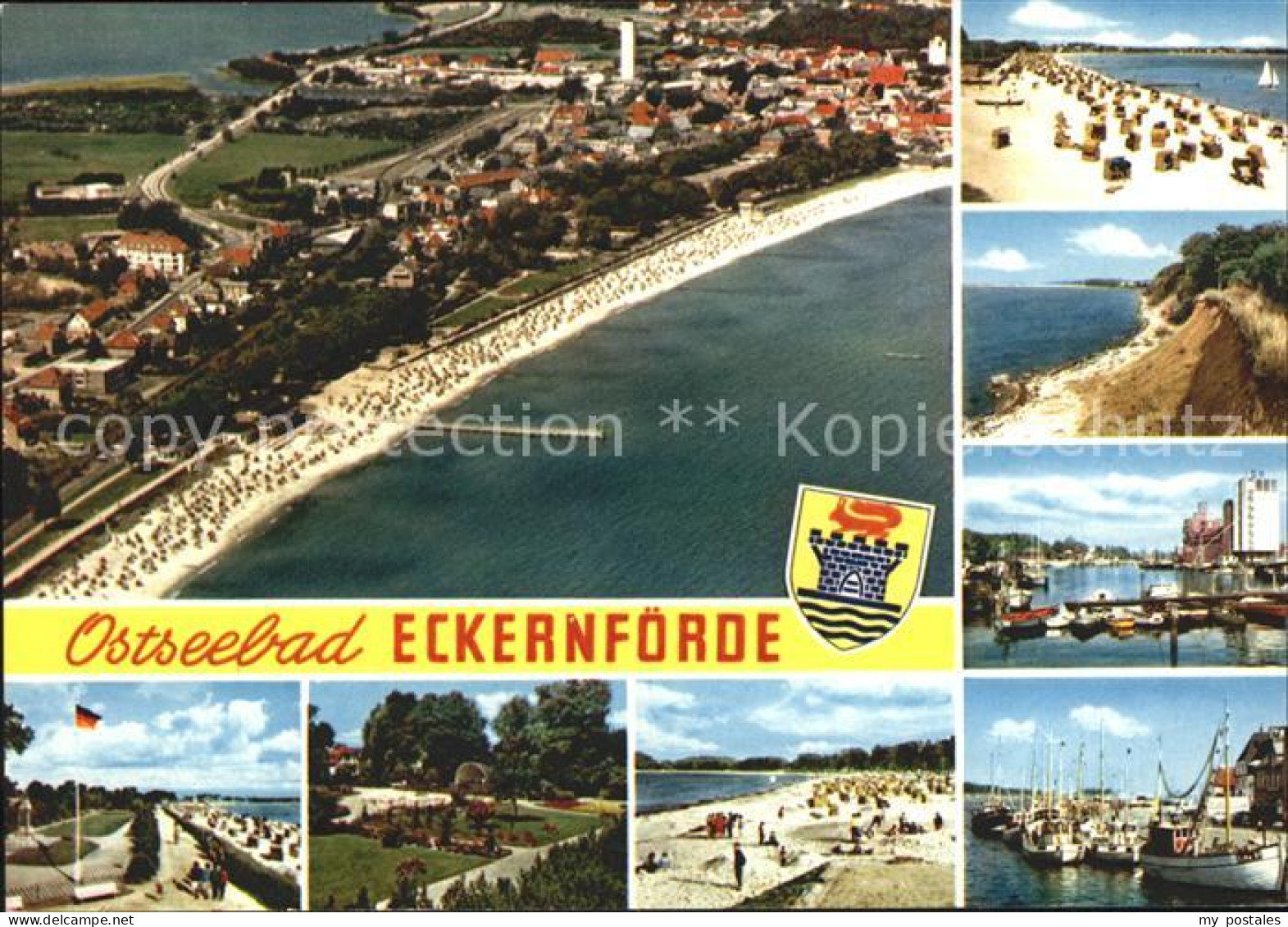 42079598 Eckernfoerde Strand Hafen Fliegeraufnahme Eckernfoerde - Eckernfoerde