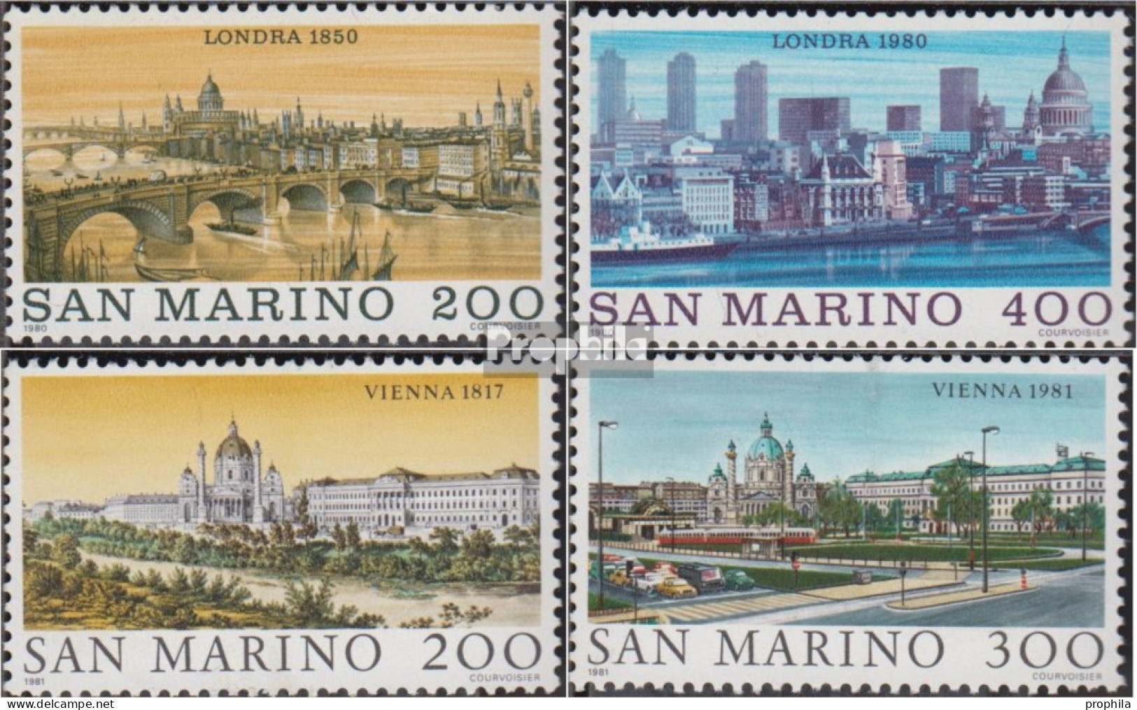San Marino 1210-1211,1227-1228 (kompl.Ausg.) Postfrisch 1980/81 Weltstädte: London, Wien - Unused Stamps