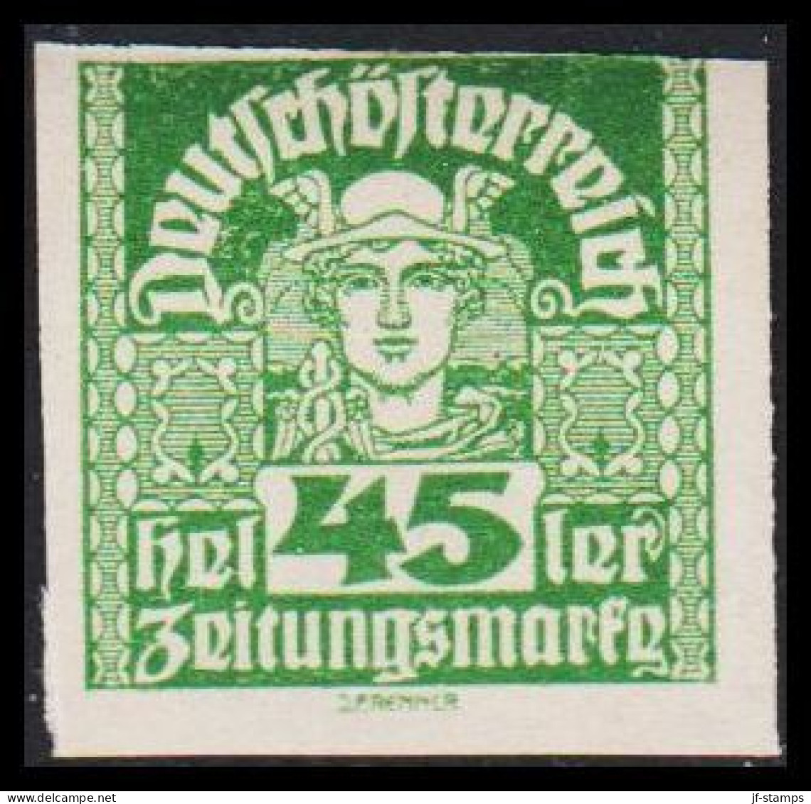 1920-1921. ÖSTERREICH. Zeitungsmarke, 45 Heller Imperforated Hinged. (Michel 305) - JF541488 - Ungebraucht