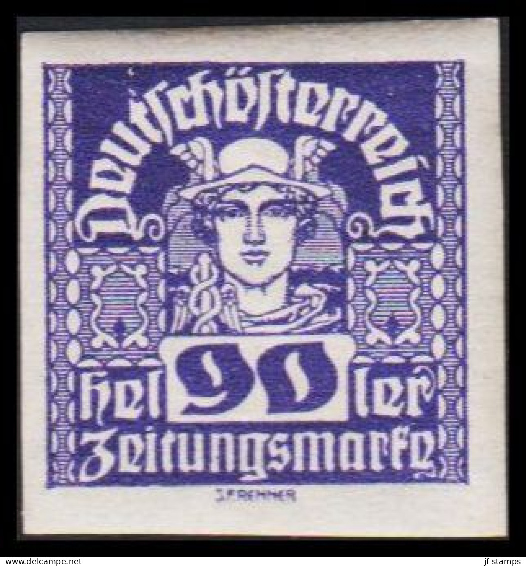 1920-1921. ÖSTERREICH. Zeitungsmarke, 90 Heller Imperforated Never Hinged. (Michel 308) - JF541490 - Ungebraucht