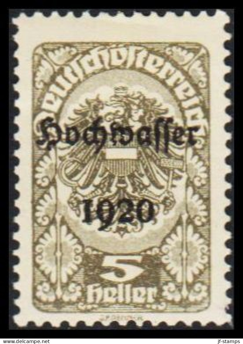 1921. ÖSTERREICH. Hochwasser 1920 Overprint On 5 Heller Hinged. (Michel 340) - JF541497 - Ungebraucht