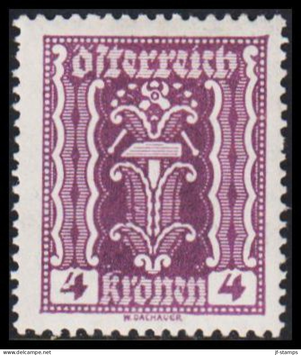 1922. ÖSTERREICH. 4 Kronen Hinged. (Michel 364) - JF541519 - Ungebraucht
